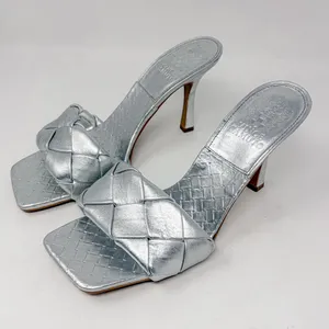 Vince Camuto Brelanie Silver Leather woven Braided Strap Mule Sandal NEW, Size 8 thumbnail 3