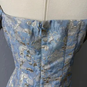 Lulus Cutest Praise Light Blue Floral Jacquard Puff Sleeve Mini Dress, M thumbnail 4