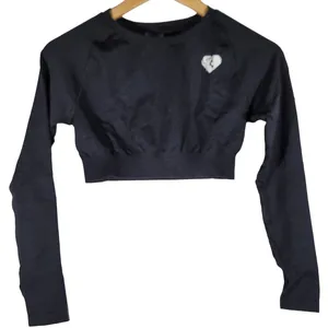 WOMENS BEST Move Seamless Long‎ Sleeve Crop Top Black Medium Athletic Workout thumbnail 1