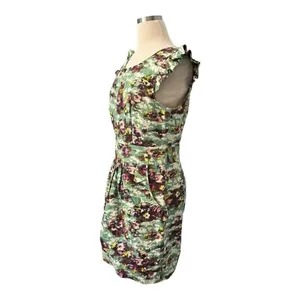 Darling April Dress Spearmint Green‎ Floral Linen Blend Pockets Large NWT thumbnail 4