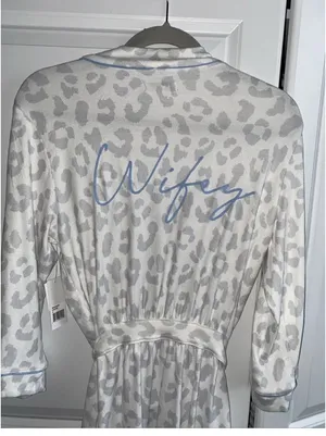 PJ Salvage Leopard Print Honeymoon Knit Bridal Wifey Embroidered Robe Small NWT thumbnail 2