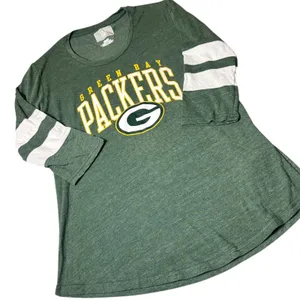 NEW Womens Green Bay Packers NFL Football Green 3/4 Sleeve T-Shirt‎ Top Small thumbnail 1