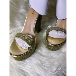 Bamboo Tournament 77M Size 10 Gold Platform Heels‎ Festival Boho Strappy Glitter thumbnail 8