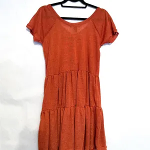 NWT Forever 21 Burnt Orange Tiered Short Sleeved Babydoll Dress Size Large thumbnail 3