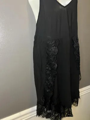 Intimately Free People Full Slip Womens XS Black Lace Sheer Strappy Chemise thumbnail 4