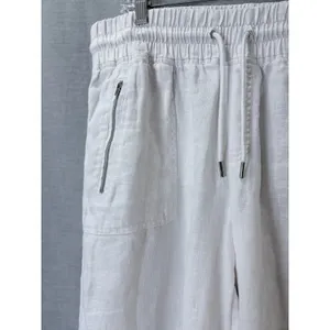 Athleta Cabo Linen Wide Leg‎ Pant White Drawstring Elastic Waist 14 thumbnail 5