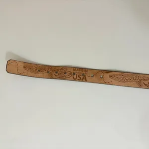 Unisex JON WYE Leather Paisley Belt Western Retro Made in USA Men Women 46.5" thumbnail 13