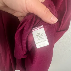 Garnet Hill Womens Gathered Waist Draped Dress Burgundy Red‎ Midi Size M thumbnail 5