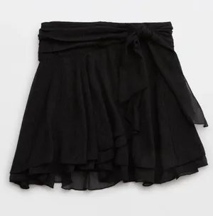 Aerie Chiffon Flowy wrap skirt black mini skirt lined size S Gothcore coquette thumbnail 1