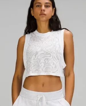 Lululemon All Yours White Swirl Sheer Muscle Tee Active Size 4 thumbnail 1