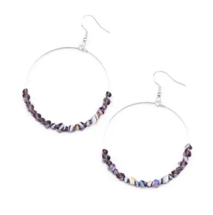 Purple Iridescent Hoop Earrings – Silver & Oil Spill Shimmer (New) thumbnail 1