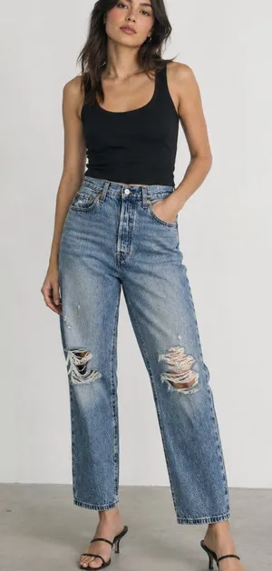 Levi's Ribcage Straight Ankle Distressed Jeans Size 28 thumbnail 1