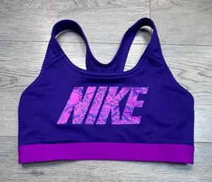 Nike Dri-FIT Womens Purple Snakeskin‎ Logo Racerback Sports Bra Size Small thumbnail 1