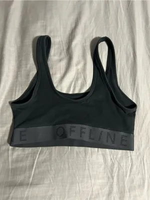 Offline by aerie Black OG Recharge Least Support Scoop Neck Bralette Size L thumbnail 2