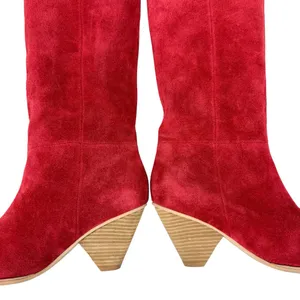 Jeffrey Campbell Free People Senita Mid Stella Slouch‎ Boot Red Suede Size 8 thumbnail 8