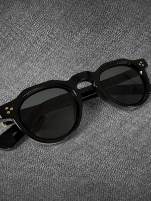 Black Round Sunglasses Gold Rivet Retro Style - Unbranded thumbnail 6
