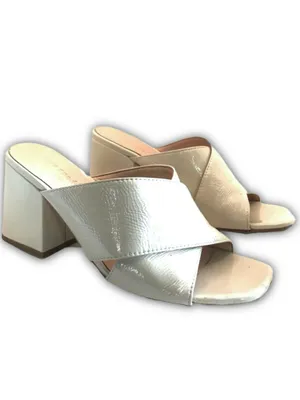 Kate Spade Beige Patent Leather Criss-Cross Vamp Slide Block Heel Shoes (6.5) thumbnail 6
