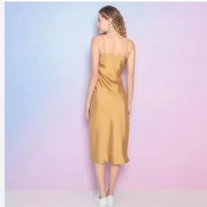 NWT LEVI'S DALIA SLIP DRESS Mustard Yellow GOLD Satin XL thumbnail 6