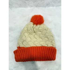 47 Brand Denver Broncos Women's Cable Knit Pom Beanie Hat Cream Orange NFL thumbnail 4