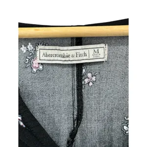 Abercrombie & Fitch Floral Boho Peasant‎ Top Black Paisley Hem Blouse Medium thumbnail 3