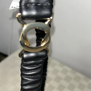 Express Black Elastic Belt with Gold Buckle thumbnail 3