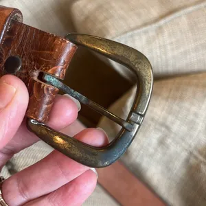 Vintage Brown Embossed Leather Belt thumbnail 10