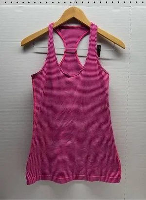 Lululemon Pink Striped Racerback Tank Top thumbnail 1