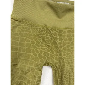 Good American S M 1/2 Chartreuse animal print leggings pull on‎ yellow green thumbnail 2