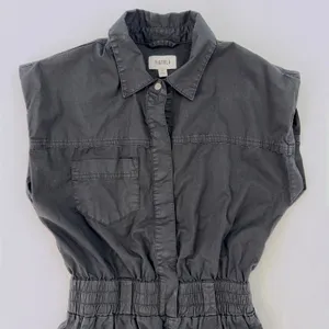 PISTOLA Rosie Black Utility Mini Shirt Dress Snap Front Elastic Waist Size XS thumbnail 4