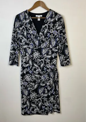 White House Black Market Black and White Floral Dress Size Medium thumbnail 1