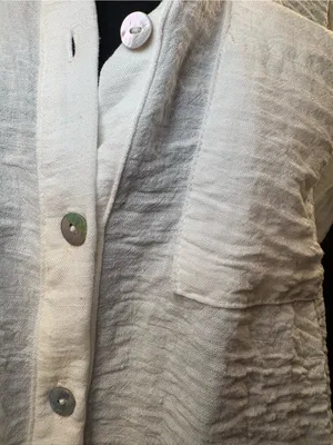Monteau White Crinkled Short Sleeve Button-Down Shirt Medium thumbnail 9