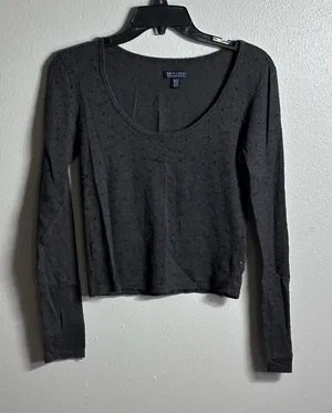 American Eagle Women Lace Long Sleeve Gray‎ Crop Top XS thumbnail 1