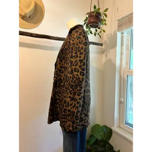 Zara Brown Animal Print Double Button Silky Satin Oversized Blazer Size XS thumbnail 4