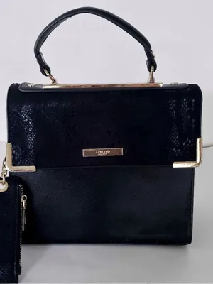 Dune London snake Black Top-Handle purse bag gold accent thumbnail 2