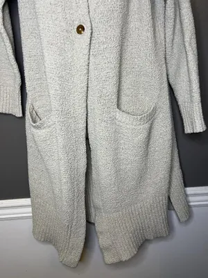 UGG Cardigan Sweater Womens Large Gray Hooded Open Front Chunky Knit Pockets thumbnail 3
