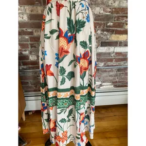SHEIN Tropical Floral Maxi Dress XS Ruffle V-Neck Open Back Tie Sundress thumbnail 3