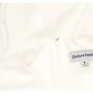NWT Shelby & Palmer Womens Chiffon Sleeve Knit Ruched Front Dress White 6 thumbnail 4