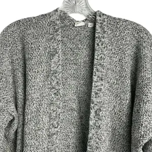 GAP Women's White and Black Open Front Cardigan Sweater‎ Size L Casual Knit thumbnail 2