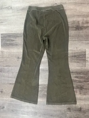 AERIE by American Eagle Groove-On Rib Velour Flare Pants in Nomad Olive thumbnail 4
