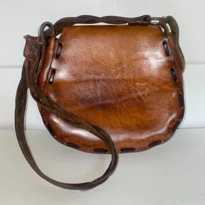 Genuine Etched Boho Saddle Braided Leather‎ Shoulder Handcrafted 3 Cross Handbag thumbnail 9