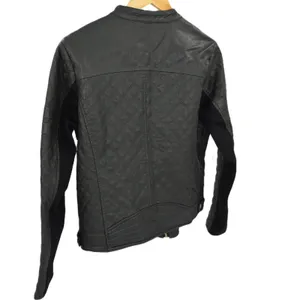 Coffee shop Womens Black Quilted Moto Jacket Studded Shoulder Zip‎ Up thumbnail 8
