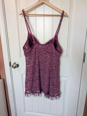 Frederick's of Hollywood Floral Lace Negligee XLarge Plum thumbnail 2