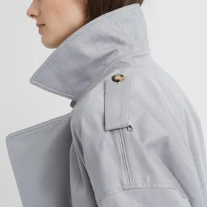 Club Monaco Light blue/grey Adjustable Sleeve Soft Trench thumbnail 5