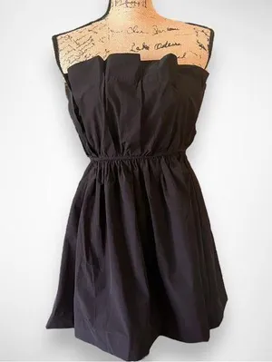 TCEC Black Strapless Pleated Mini‎ Dress Small | EUC thumbnail 1