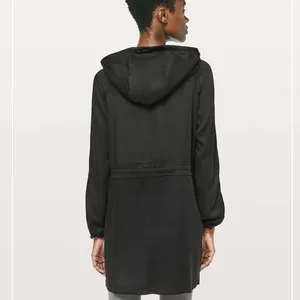 Lululemon City Stroll Lightweight Long Jacket Trench Coat in Black W2299 Sz 6 thumbnail 2