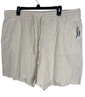 Old Navy Natural Flax Beige Linen Blend Drawstring High Rise shorts size XL thumbnail 1