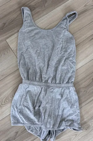 JoyLab Womens Heather Gray Modal Crossover Open Back Sleeveless Romper Small thumbnail 1