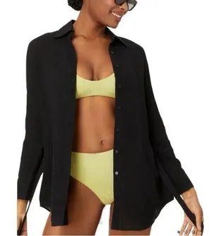 Andie The Corvo Button Up Top‎ CoverUp Black size S NWT thumbnail 1