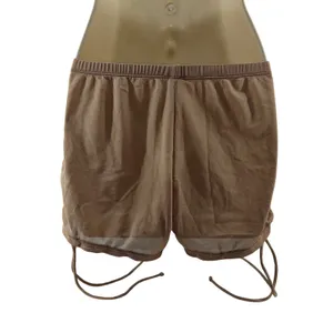 Sheer Mesh Beach Shorts Drawstring Swim Cover Up Beige Nude Womens Small thumbnail 4