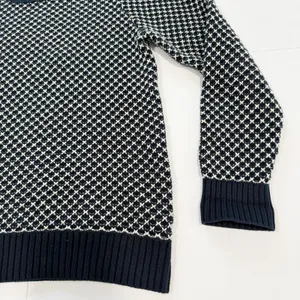 LL Bean Navy Blue White Crew Neck Pullover Cotton Button‎ Detail Sweater MEDIUM thumbnail 4